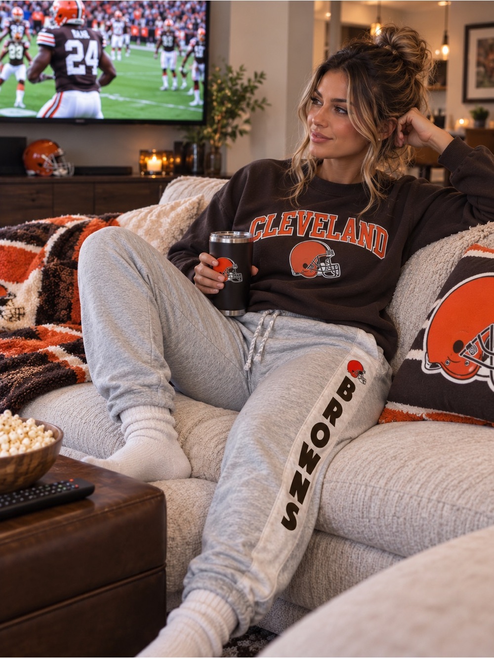 Team Apparel Cleveland Browns Gray Track Joggers